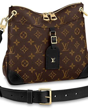 LOUIS VUITTON 오데온 코팅 캔버스 가죽 포함 트림 핸드백, 숄더 백, 크로스백 S 여성 블랙 L24*W8*H22cm