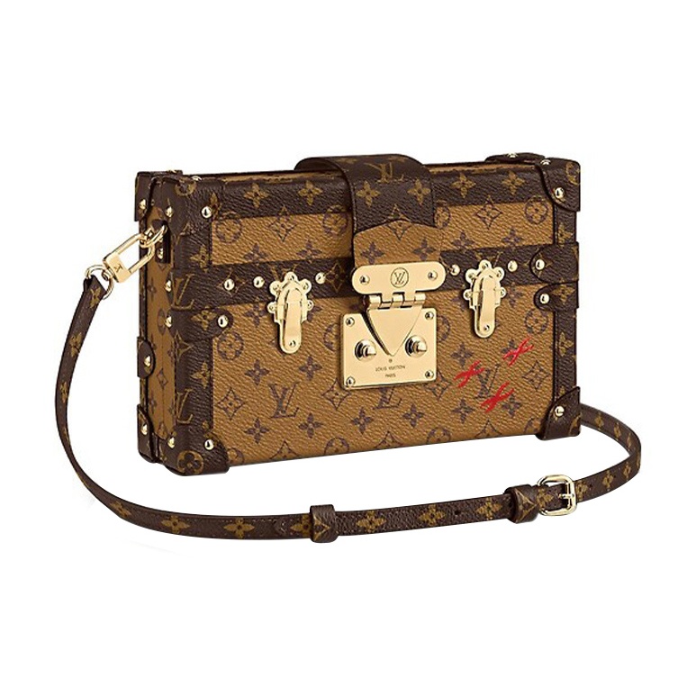 LOUIS VUITTON 코팅 캔버스 박스 백, 하드 박스 백, 스몰 스퀘어 백, 클러치, 원 숄더 크로스백 여성 브라운 L20*W5*H12.5cm