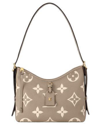 LOUIS VUITTON 캐리어올 가죽 핸드 백, 숄더 백 S 여성 도브 그레이 페어드 와 크림 베이지 L29.46*W11.94*H23.88cm