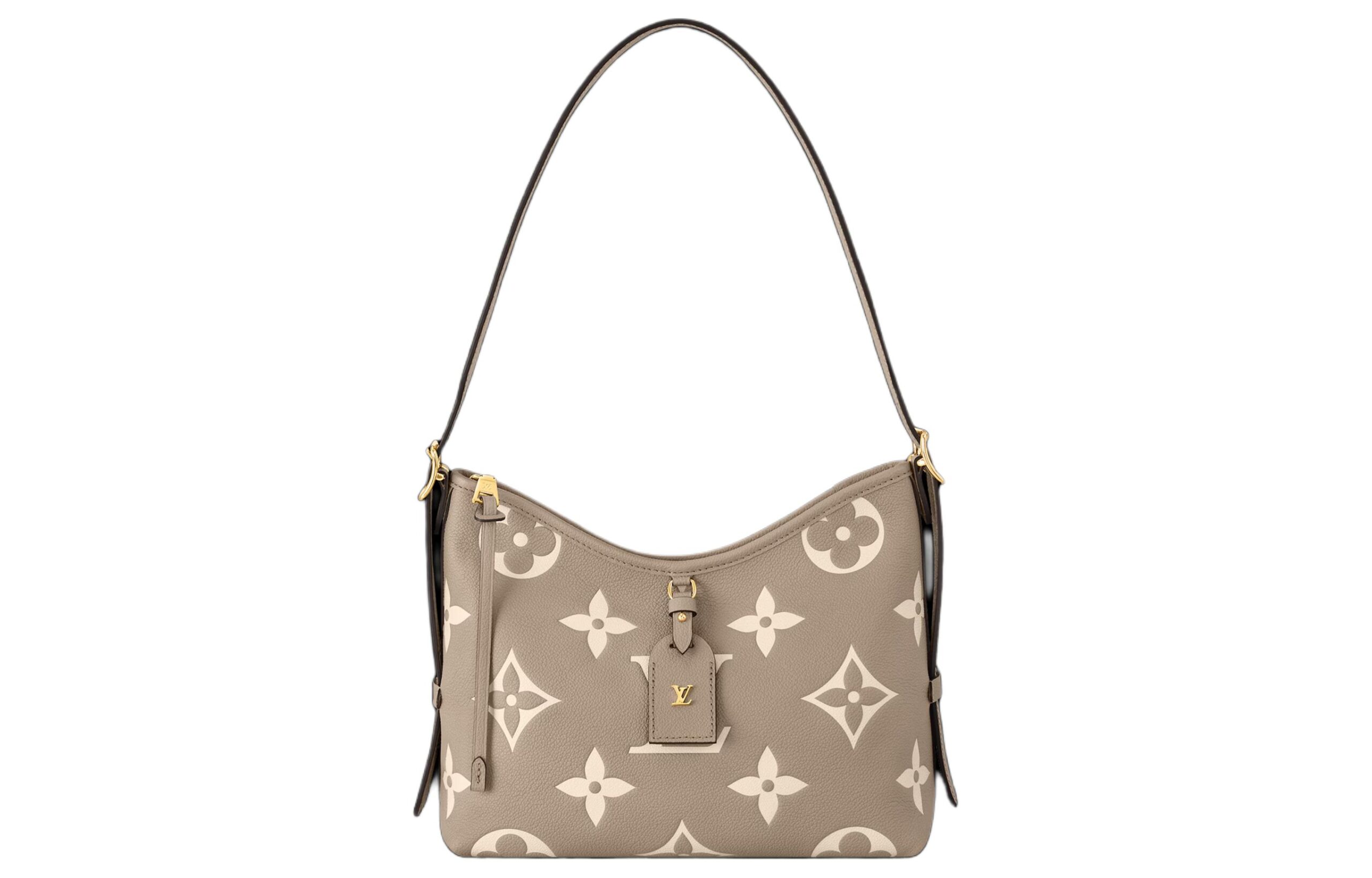 LOUIS VUITTON 캐리어올 가죽 핸드 백, 숄더 백 S 여성 도브 그레이 페어드 와 크림 베이지 L29.46*W11.94*H23.88cm