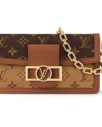 LOUIS VUITTON 다푸인 코팅 캔버스 및 소가죽 휴대용 크로스백, 숄더 백 여성 브라운 L21*W5*H12cm