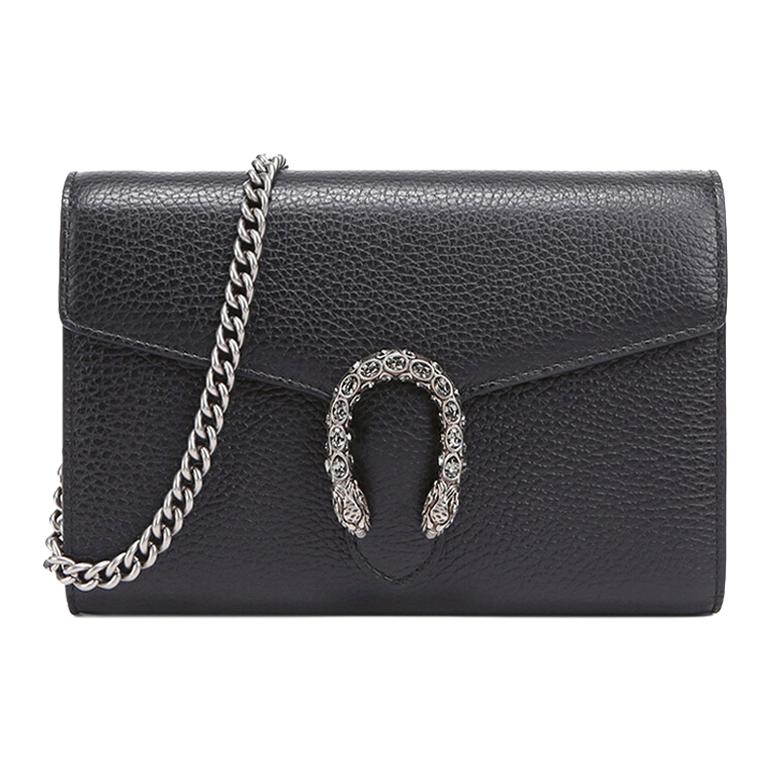 구찌 디오니서스 미니 레더 체인 지갑 블랙 L20*W6*H12.7cm