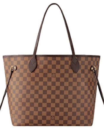 LOUIS VUITTON NEVERFULL 코팅 캔버스 및 소가죽 트림 토트 가방, 쇼핑백, 숄더 백, 핸드백 M 여성 브라운 L31*W14*H28cm
