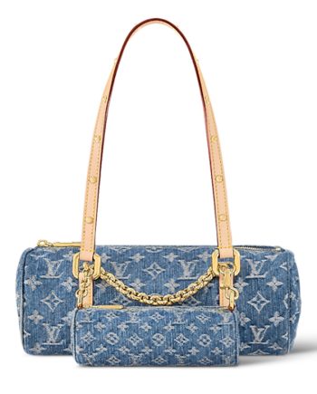 LOUIS VUITTON 파피용 데님 바빌론 콤보 백, 핸드백, 숄더 백 여성 데님 블루 L27*W11*H13cm