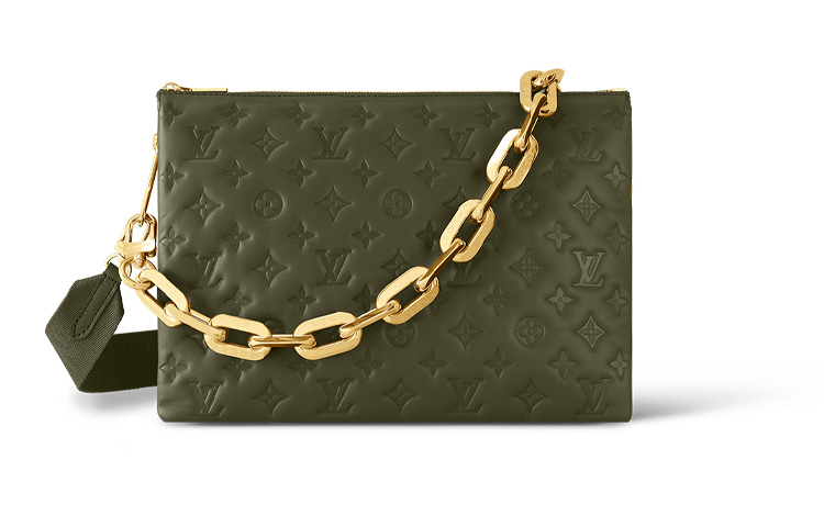 LOUIS VUITTON 쿠션 양가죽 크로스백, 숄더 백 M 여성 카키 L34*W12*H24cm
