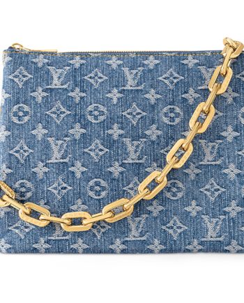 LOUIS VUITTON 쿠션 데님 숄더 백, 크로스 백 S 여성 데님 블루 L26*W12*H20cm