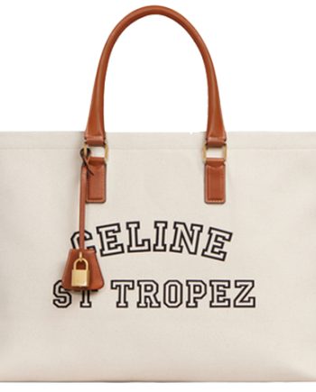 CELINE 카바스 원단 및 소가죽 숄더백 여성 내추럴 & 탠