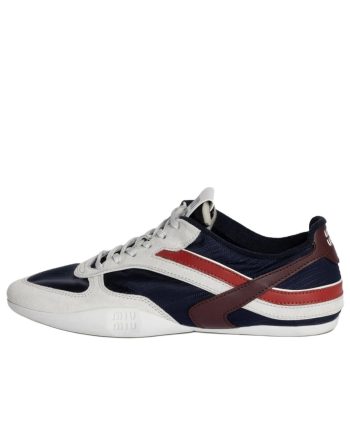 MIU MIU/미우미우 Gymnasium SS25봄여름 스웨이드 라이프 스니커즈 블루화이트 5E428E_71L_F001Z_F_A005