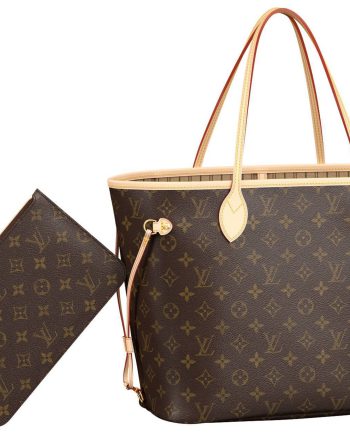 LOUIS VUITTON NEVERFULL 코팅 캔버스 및 소가죽 트림 토트 가방, 쇼핑백, 핸드백 M 여성 브라운 L31*W14*H28cm