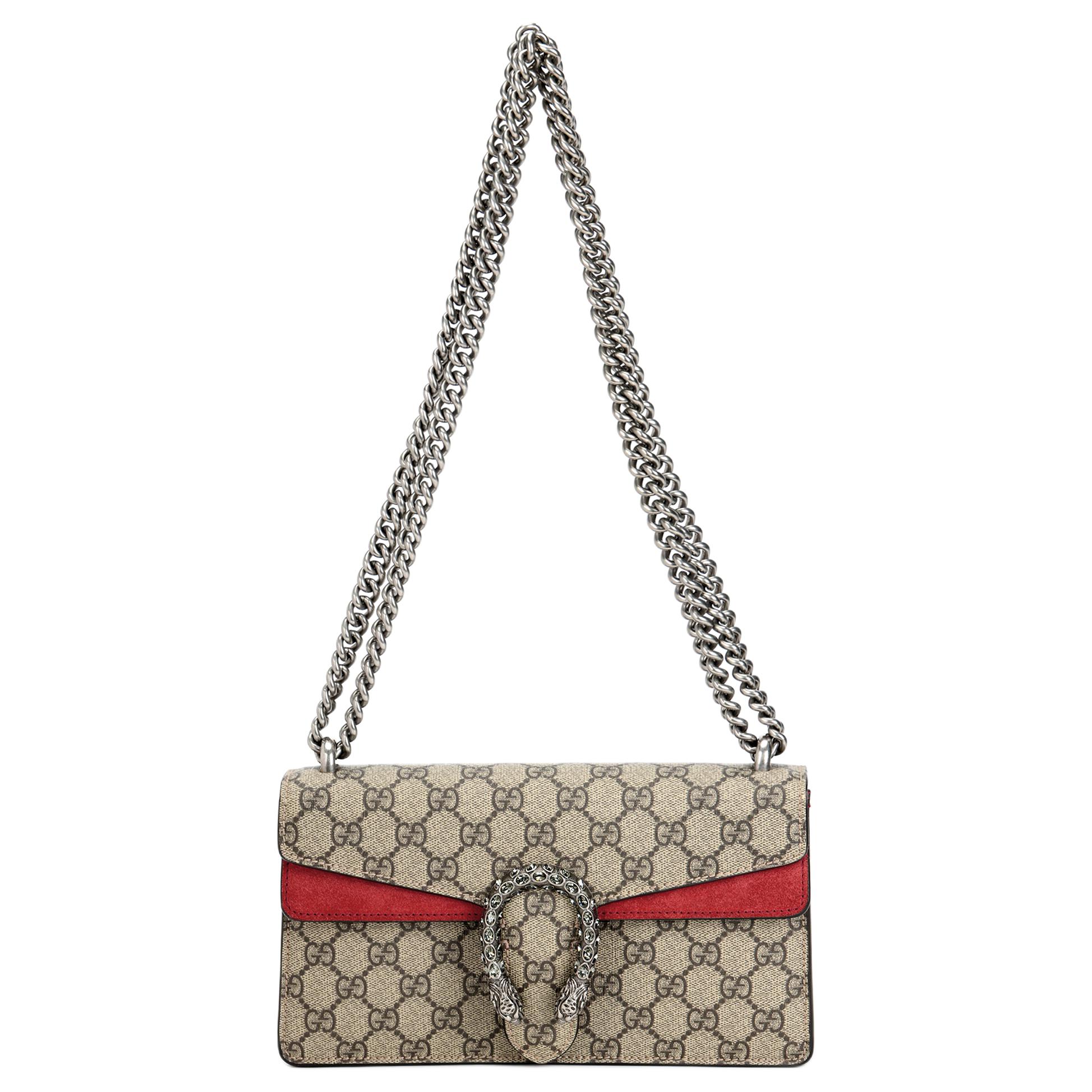 구찌 디오니서스 Gg 스몰 숄더백 Gg 슈프림 레드 스웨이드 L25*W7*H13.5cm